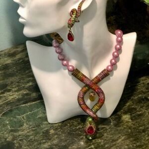 Heidi Daus “Serpent 🐍 Of EDEN” Elegant Pink and Gold Jewelry Set